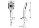 Handbrause mit ergonomischem Design und drei Strahlarten. HANSAACTIVEJET Produkt in Chromfarbe. Technische Zeichnung mit Maße und Anschlussdetails.